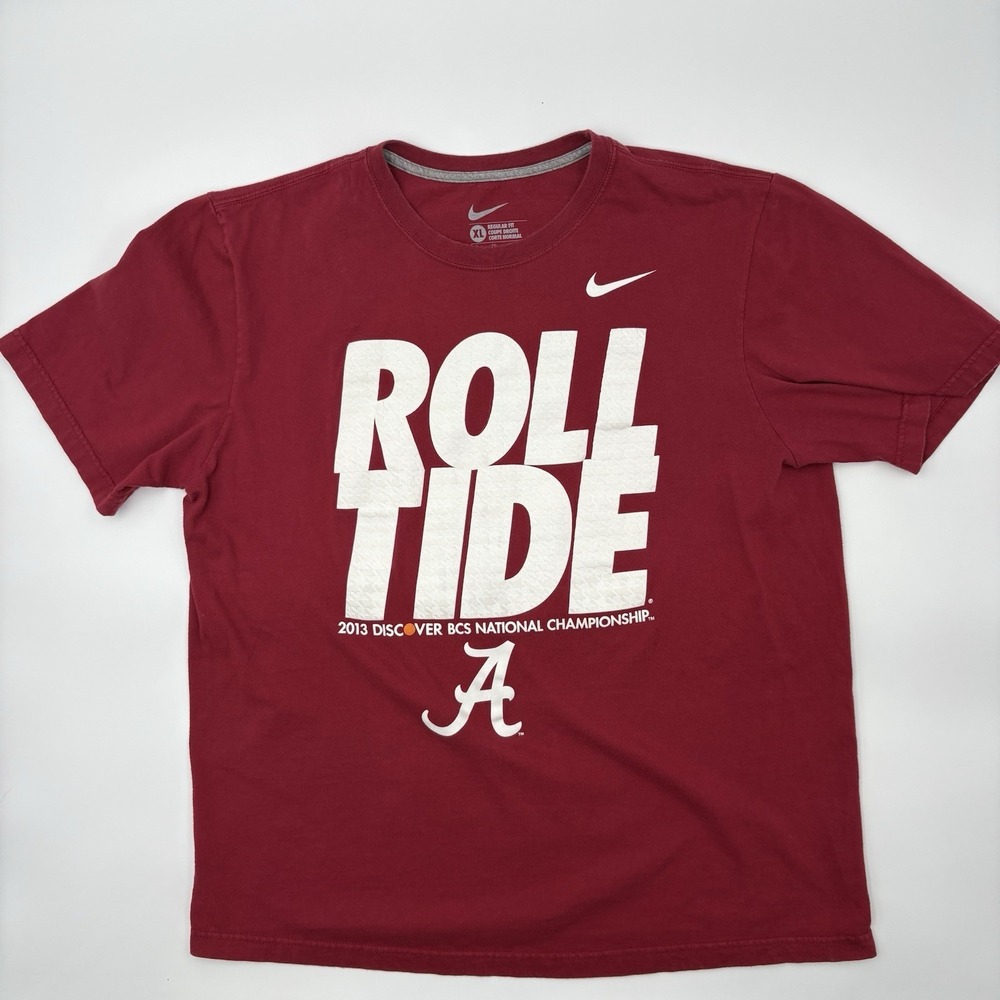 Nike Alabama Crimson Tide Shirt‎ XL Mens Red Cotton 2013 BCS National Champions